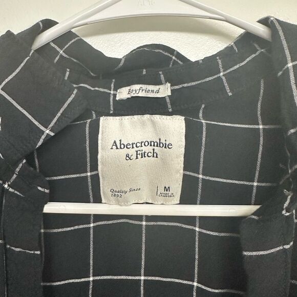 Abercrombie & Fitch Boyfriend Shirt Size M Black Grid | Send Me an Offer - Picture 4 of 4